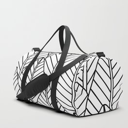 Leaves Black and White Hand-Drawn Duffle Bag