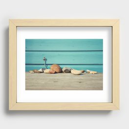 Beach Hut Stones Recessed Framed Print