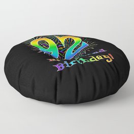 [ Thumbnail: 92nd Birthday - Fun Rainbow Spectrum Gradient Pattern Text, Bursting Fireworks Inspired Background Floor Pillow ]
