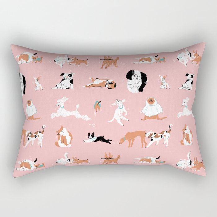 Dogs, Dogs, Dogs Pink Rectangular Pillow