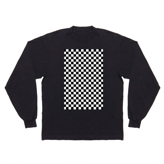 White and Black Checkerboard Long Sleeve T Shirt