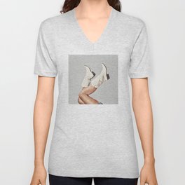 These Boots - Silver Gray V Neck T Shirt