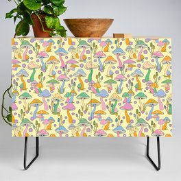 Mushrooms And Daisies Pattern Credenza