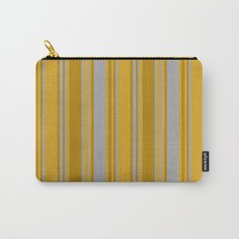 [ Thumbnail: Dark Gray, Dark Goldenrod, and Goldenrod Colored Pattern of Stripes Carry-All Pouch ]