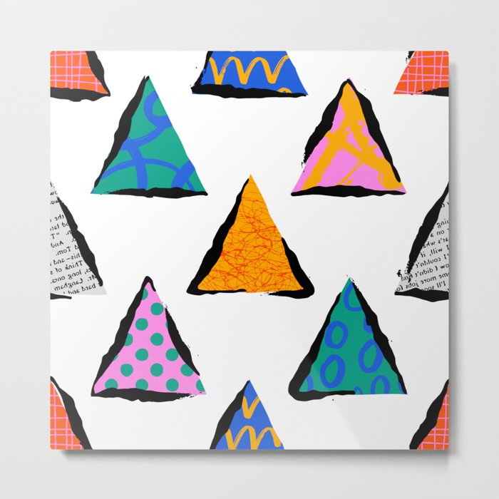 Colorful abstract collage triangle art pattern Metal Print
