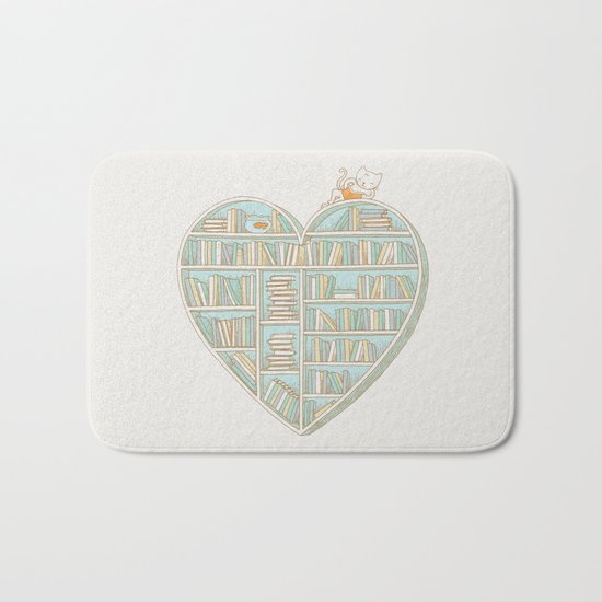 I Heart Books Bath Mat