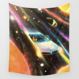 When The Light Gets In - Retro-Futuristic Colorful Collage Art Wall Tapestry