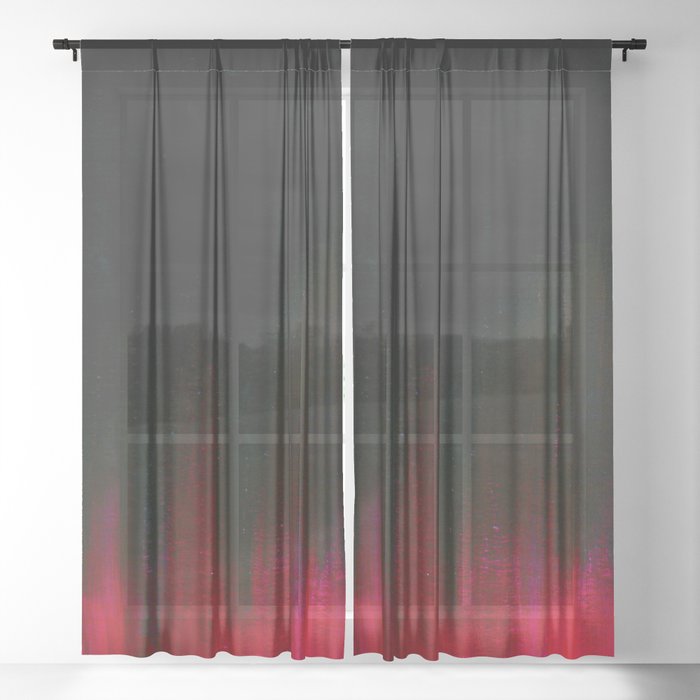 Red and Black Abstract Sheer Curtain