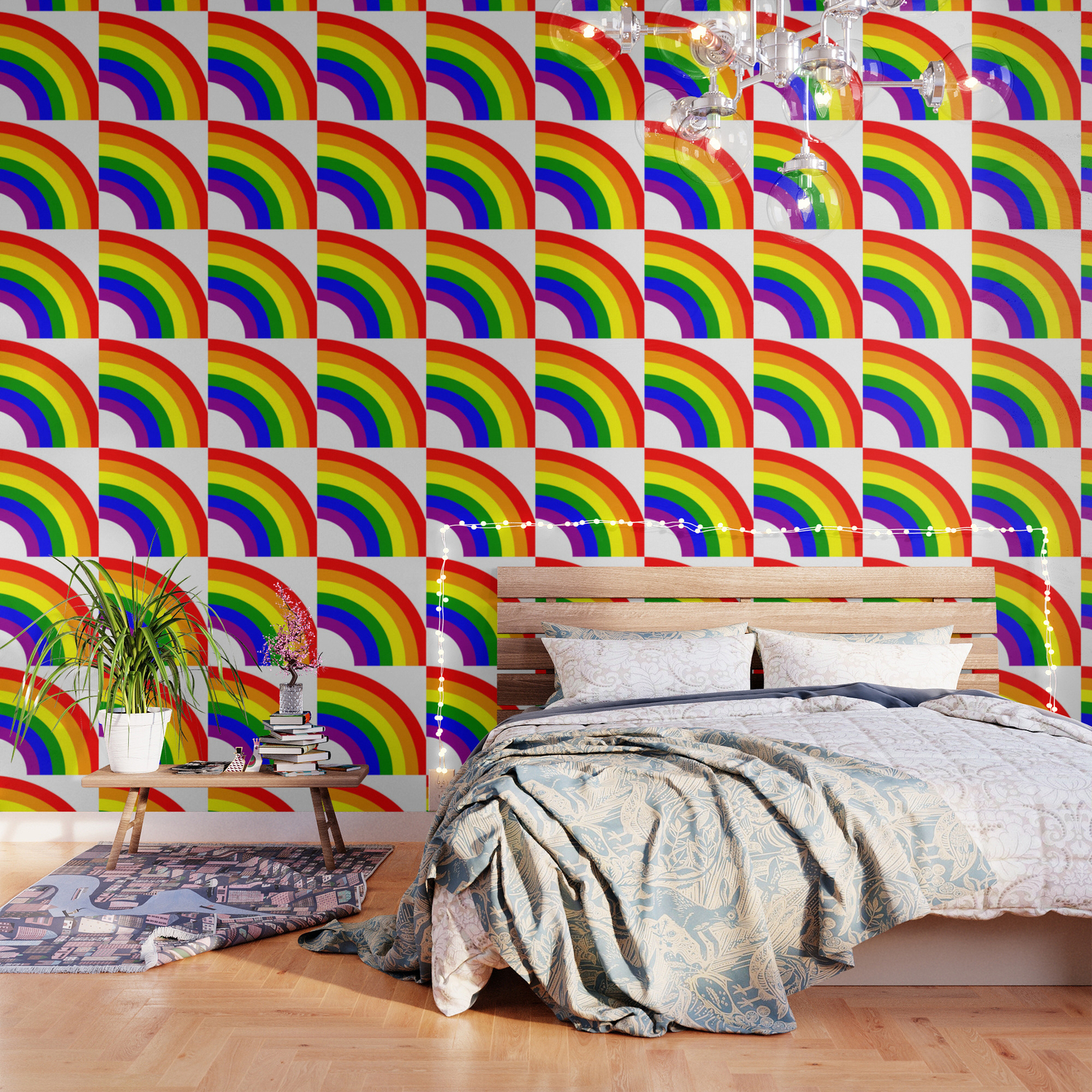LGBT Gay Matching Couple Half Rainbow Wallpaper by Eva Graphics | Society6