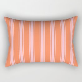 [ Thumbnail: Coral and Pink Colored Pattern of Stripes Rectangular Pillow ]