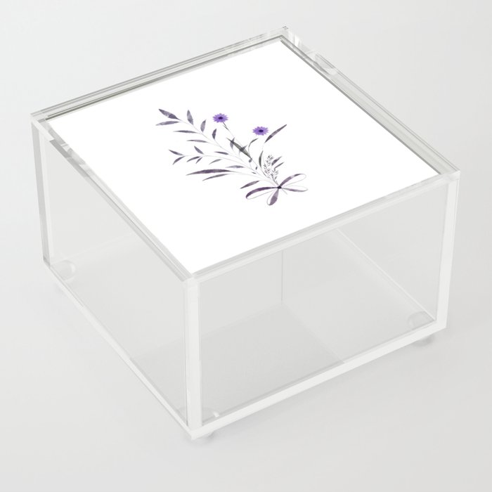 Purple Flowers Bouquet Card Acrylic Box