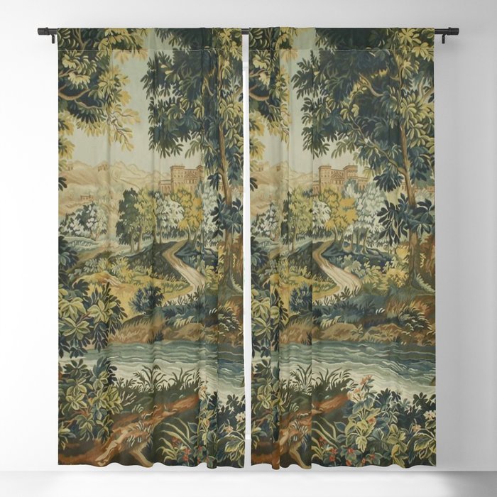 Antique 18th Century Verdure French Aubusson Tapestry Blackout Curtain