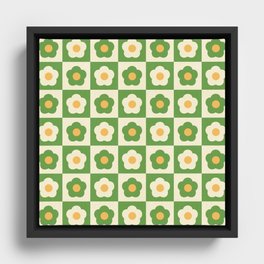 Checkered Daisies, 60s Daisy Check Pattern Framed Canvas