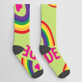 Rainbow Pride and Pink Hearts Socks