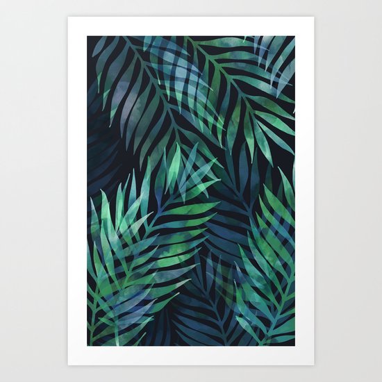 Dark green palms leaves pattern Art Print