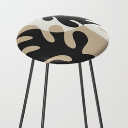 Abstract Matisse Organic Leaves Shapes \\ Neutral Beige & Dark Grey Color Palette Counter Stool
