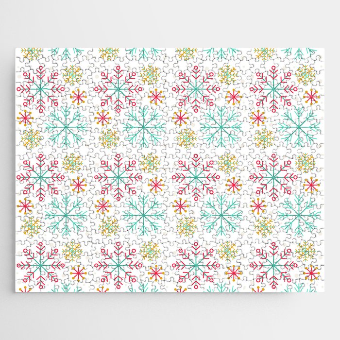 Christmas Pattern Geometric Colorful Snowflake Jigsaw Puzzle