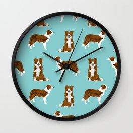 Border Collie red coat dog breed pet friendly gifts for collie lovers Wall Clock