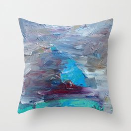 Serenety Turquoise Abstract Landscape in Teal Throw Pillow