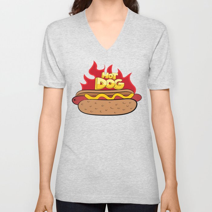 Hot Dog V Neck T Shirt