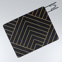Diamond Series Pyramid Gold on Charcoal Picnic Blanket
