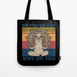 Eff You See Kay Why Oh You Llama Retro Vintage Tote Bag