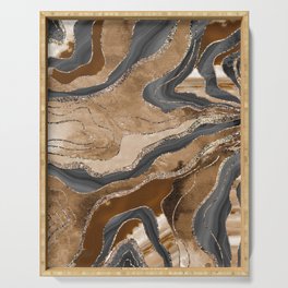 Earthy Marble Agate Gold Glitter Glam #1 (Faux Glitter) #decor #art #society6 Serving Tray
