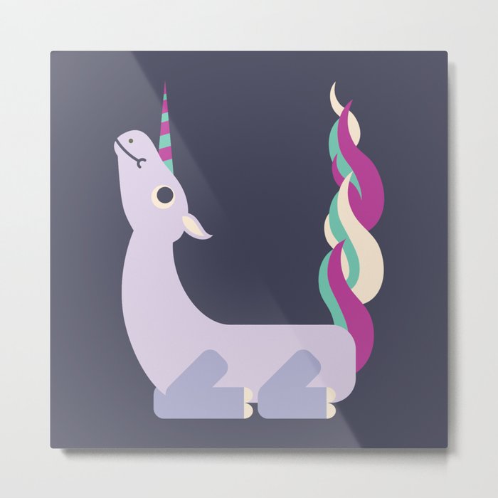 Letter U // Animal Alphabet // Unicorn Monogram Metal Print by Jen  Montgomery | Society6