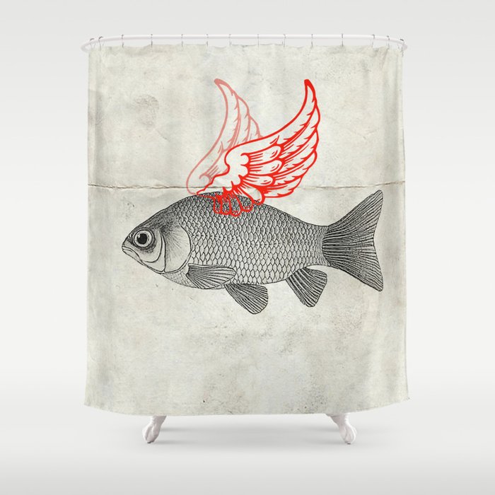 Flying Goldfish Shower Curtain