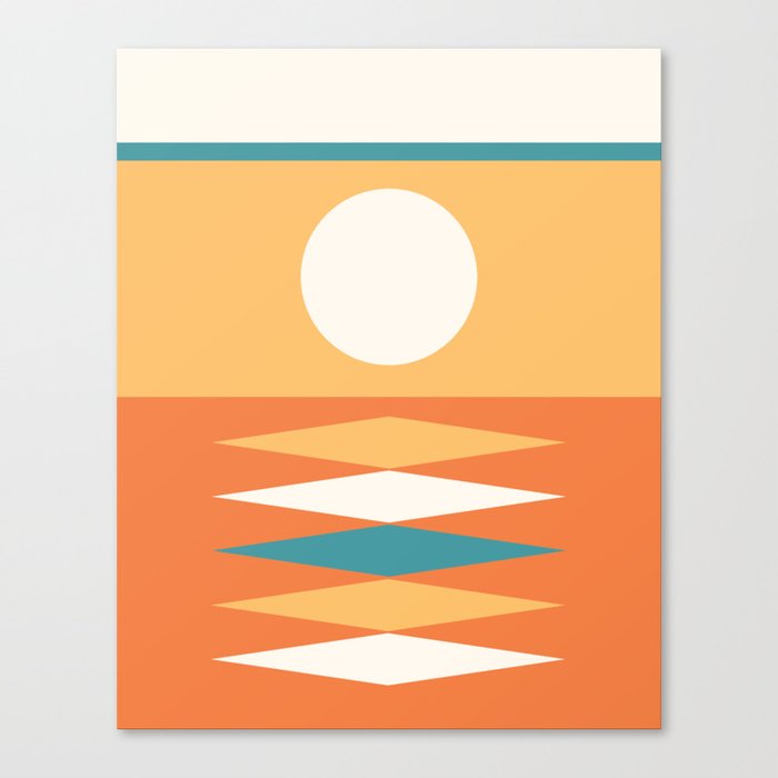 Abstract Geometric Sunrise 2 in Yellow orange green  Canvas Print