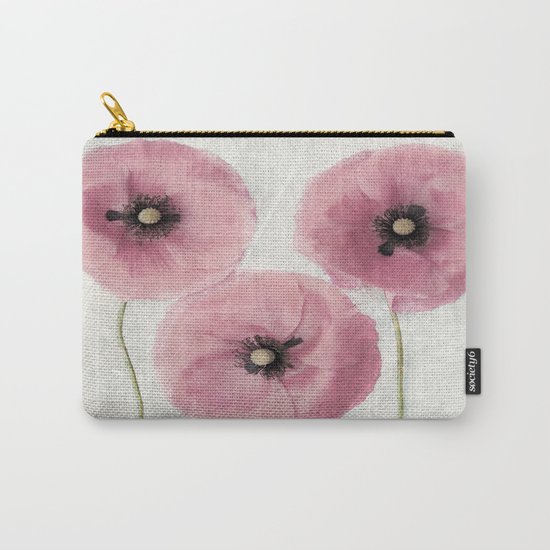 Pink Vintage Poppies II Carry-All Pouch