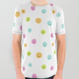 Happy Face Pattern (pastel) All Over Graphic Tee