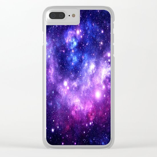 Purple Blue Galaxy Nebula Clear iPhone Case