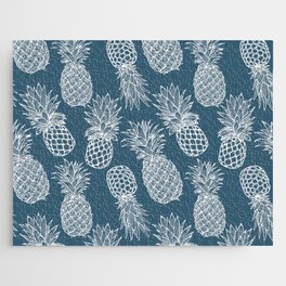 Fresh Pineapples Blue & White Jigsaw Puzzle