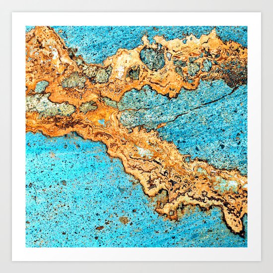 Aqua & Gold Art Print
