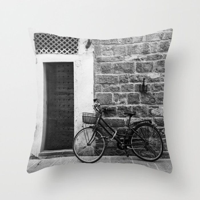 Florence Bicycle in B+W  |  Travel Photography Throw Pillow