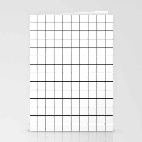 Minimal Grid - Black Lines on White Stationery Cards