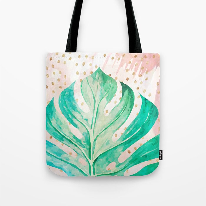 Leaf plant with golden points Tote Bag