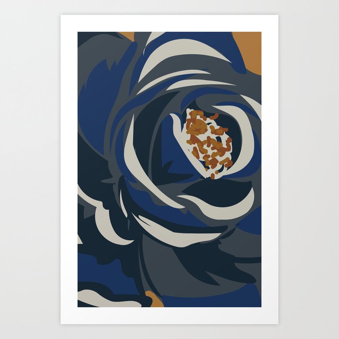 Floral Abstract Navy Art Print