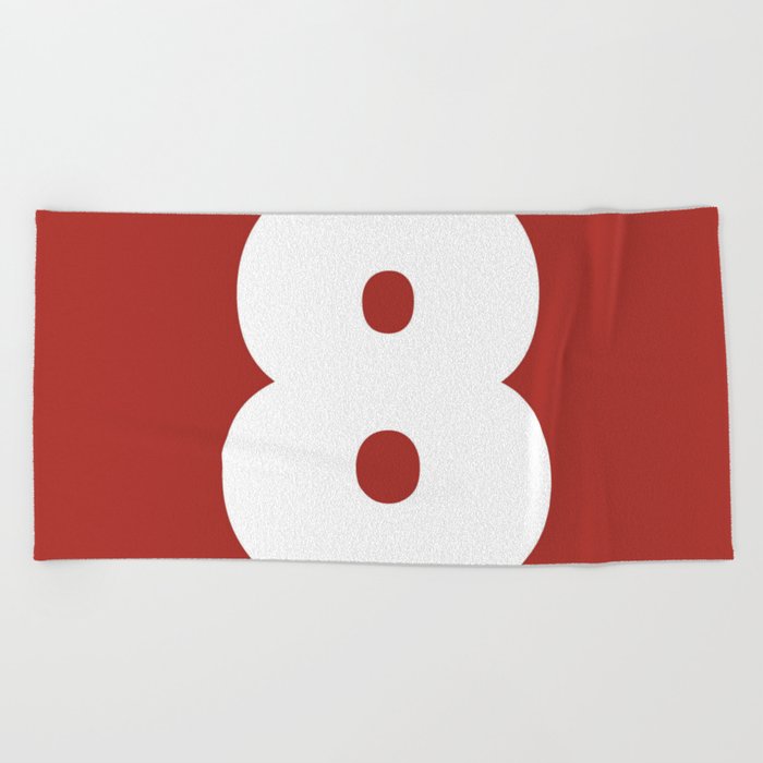 8 (White & Maroon Number) Beach Towel
