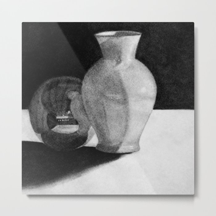 Vase with Sphere Metal Print