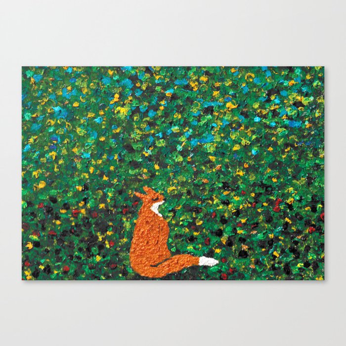 Blackberry Fox Painting Canvas Print