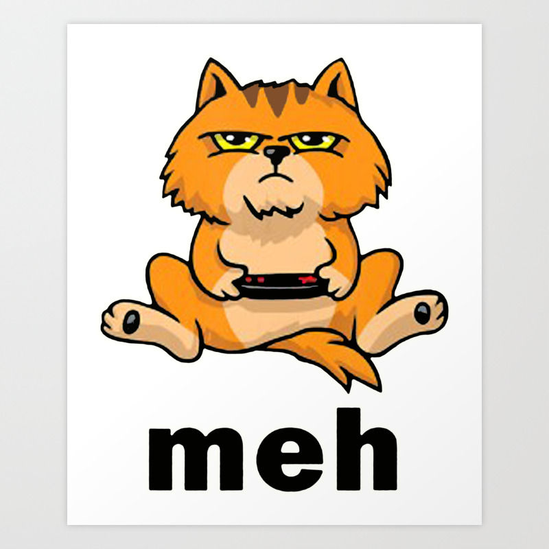 Funny Meh Cat Video Game Art Print by Joe | Society6