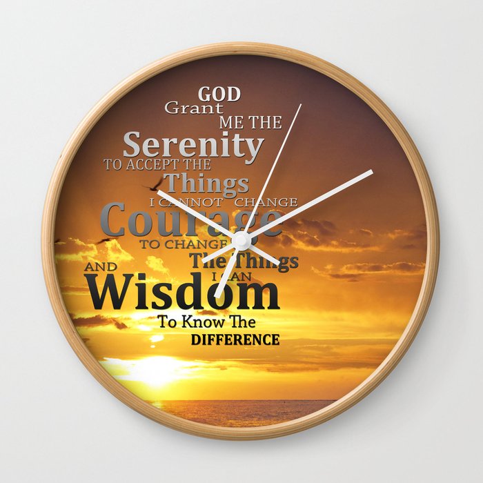Serenity Prayer With Sunset By Sharon Cummings Wall Clock
