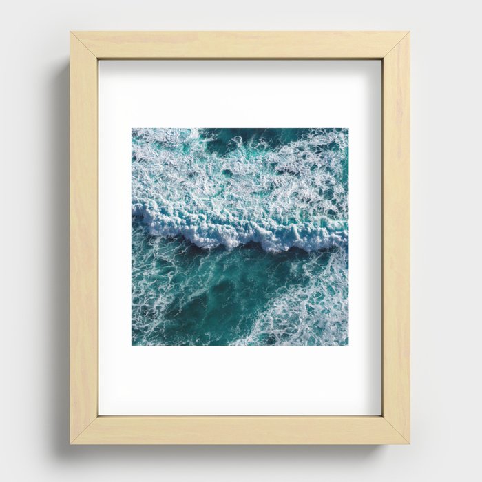 Strong Foamy Ocean Waves Recessed Framed Print