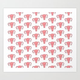 Patterned Happy Uterus in White Art Print