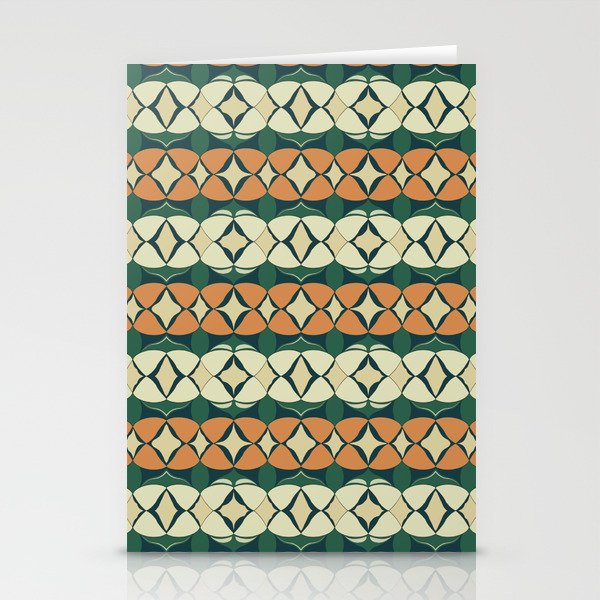 Modern abstract weave pattern – green and orange Stationery Cards