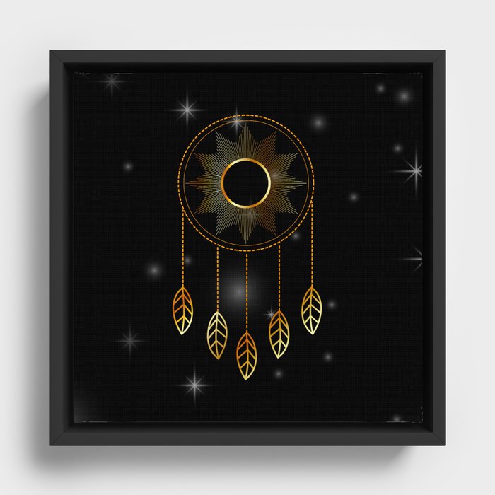 Mystic space dreamcatcher with stars Framed Canvas