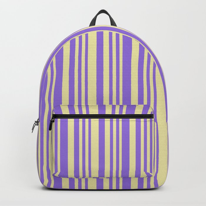 Pale Goldenrod and Purple Colored Stripes/Lines Pattern Backpack