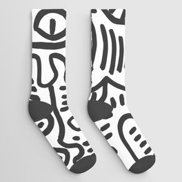 Black and White Street Art Graffiti King's Party Socks